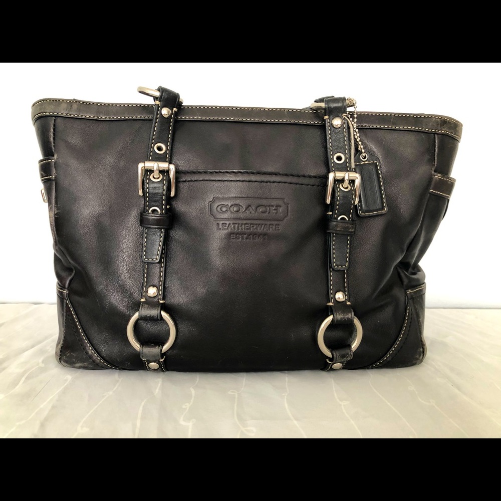 Coach black leather bag